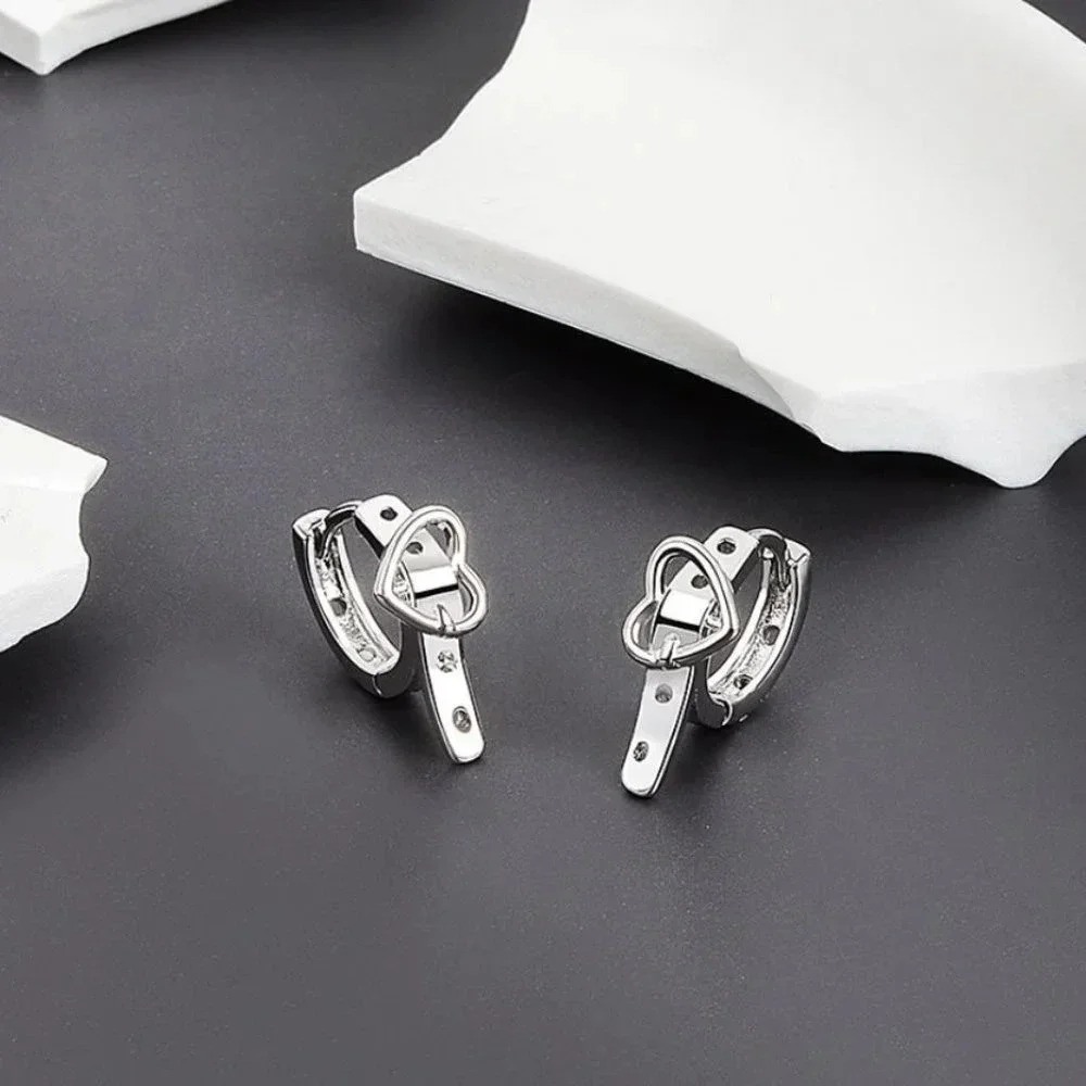 925 Sterling Silver Belt Huggie Hoop Earrings Minimalist & Dainty Belt Earrings